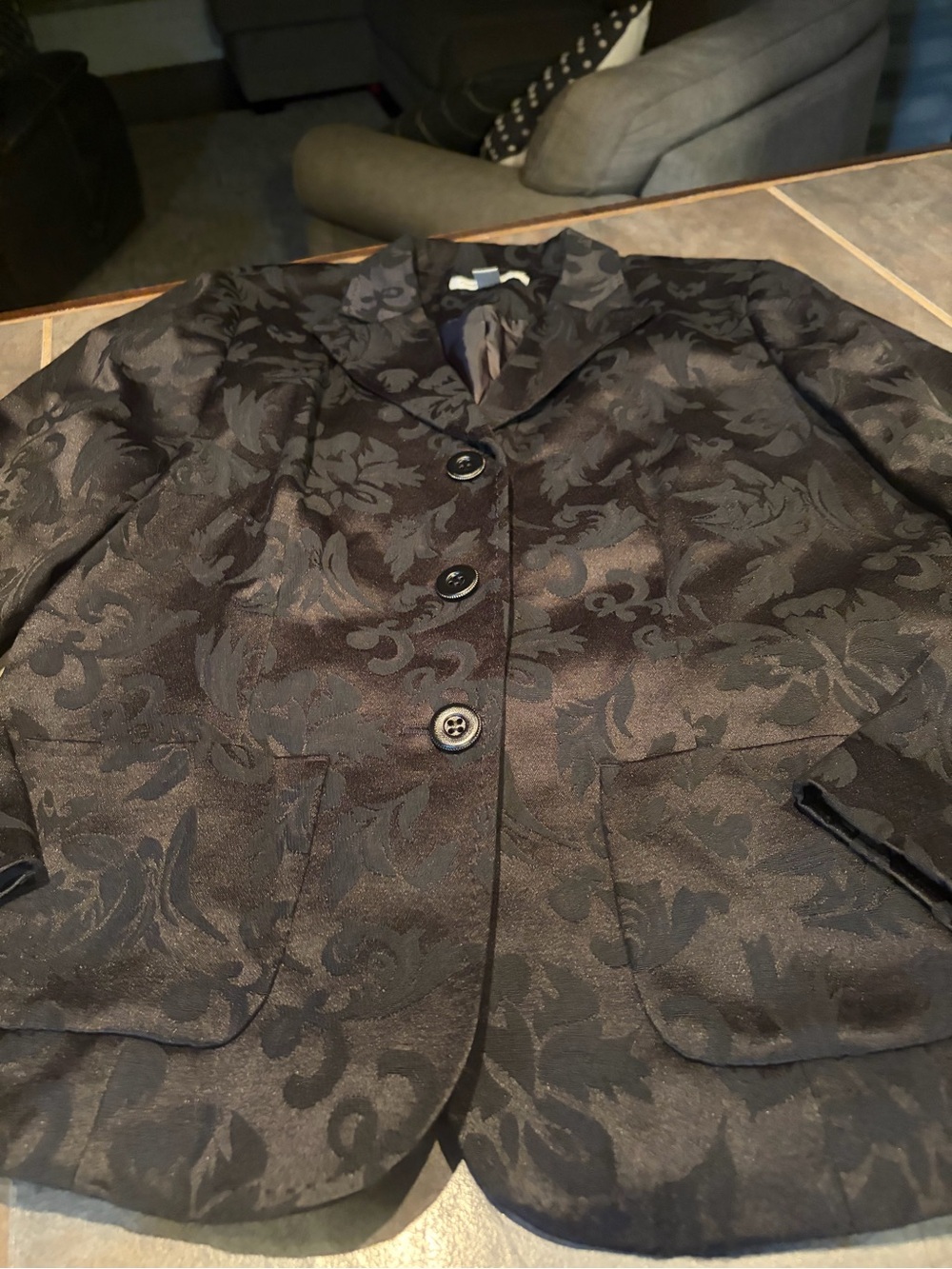Coldwater Creek Black Floral Jacquard Blazer- Med